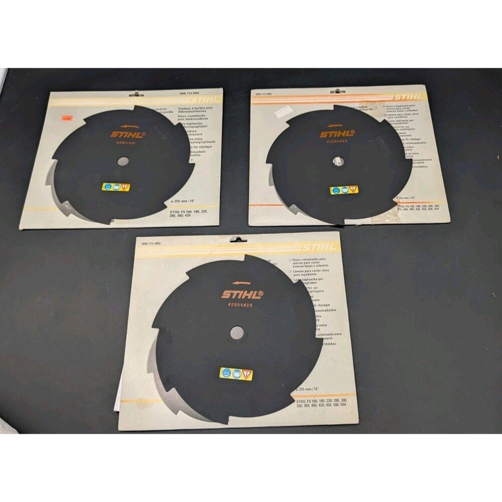 Lot 3X Stihl Grass Cutting Blade Part 4000 713 3802 255mm/10" Arbor 20mm/0.787"